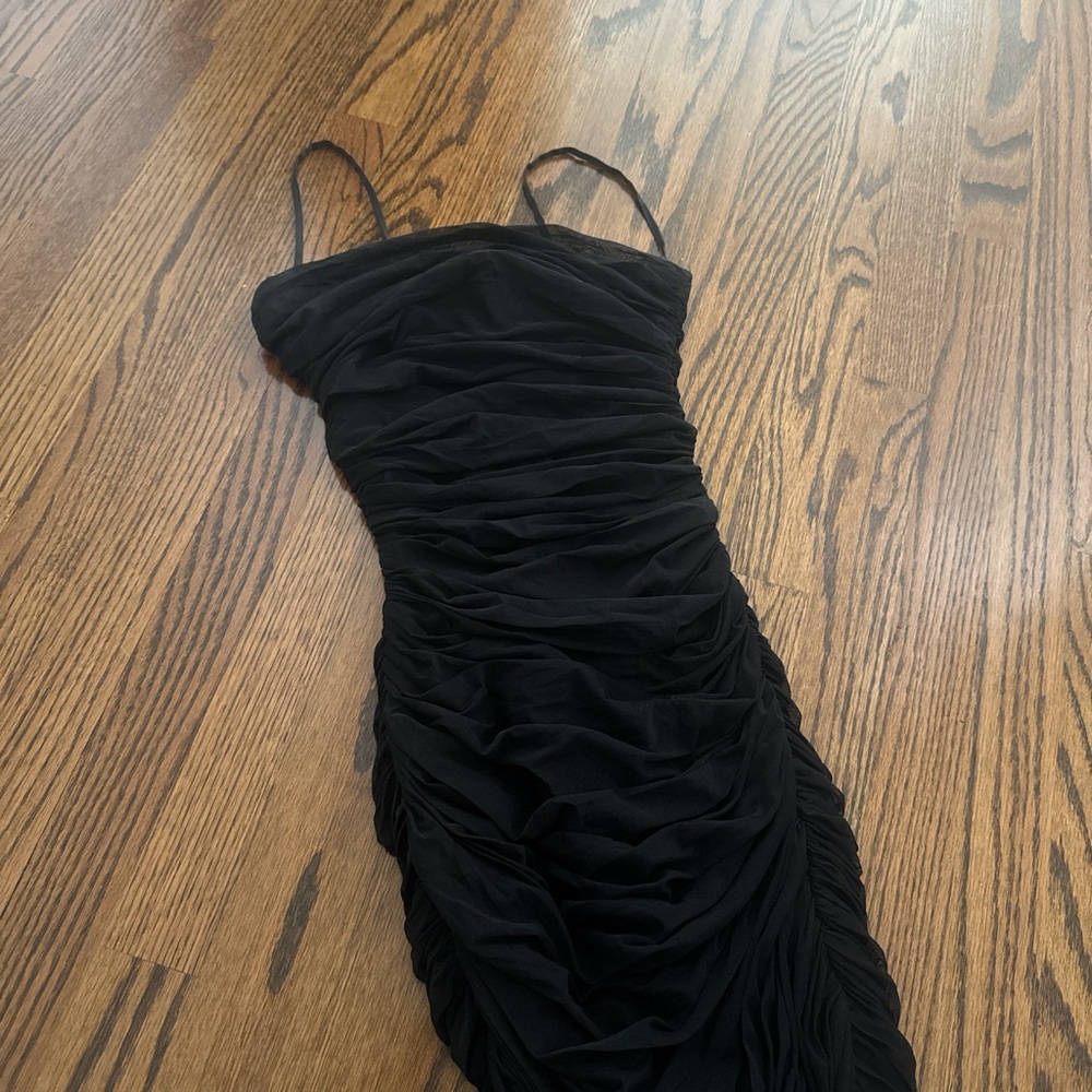 House of CB Black Ruched Strap Mini Dress - Picture 2 of 3